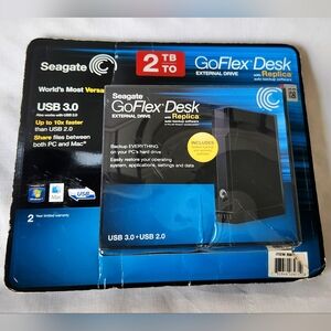 Seagate FreeAgent GoFlex Desk 2TB External Drive USB 3.0 2.0 Hard Drive Black Ne